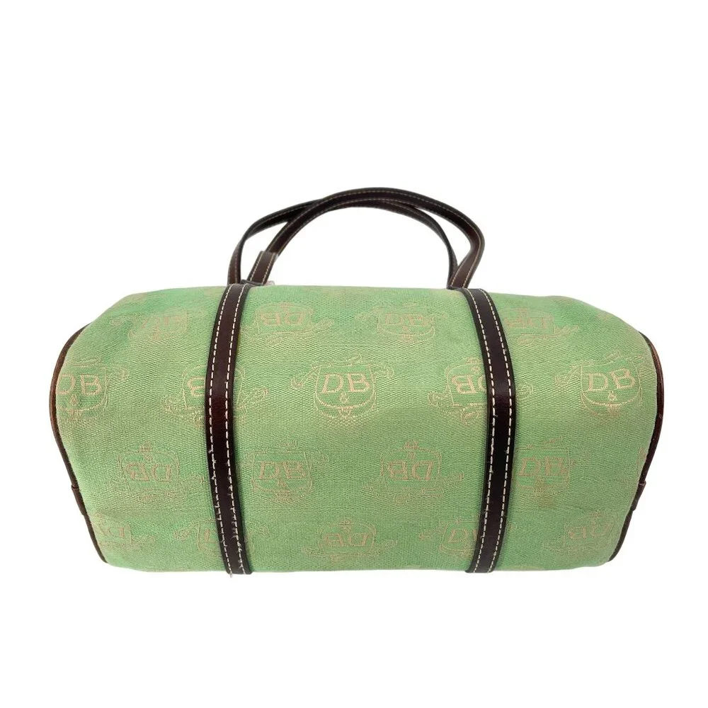 Dooney & Bourke 90s Y2K Light Green & Gold Logo Barrell Bag - Picture 7 of 10